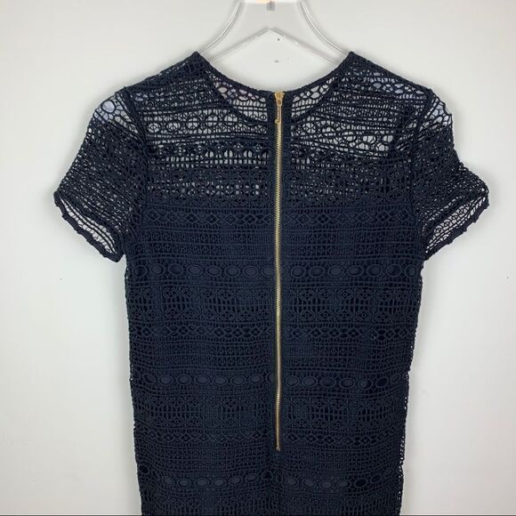 Juicy Couture Black Linear Lace Guipure Cocktail Dress Sz 2 Exposed Gold Zipper - Picture 10 of 16